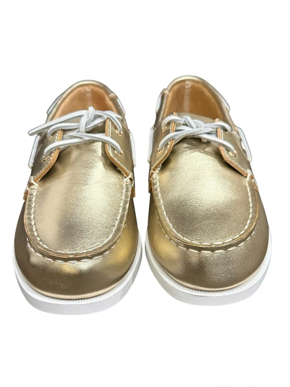 Sperry kids authentic Original metallic gold leather 2-eye boat shoe 6 NEW